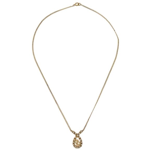 Christian Dior Necklace Pendant Gold Rhinestone 165047 - Picture 2 of 4